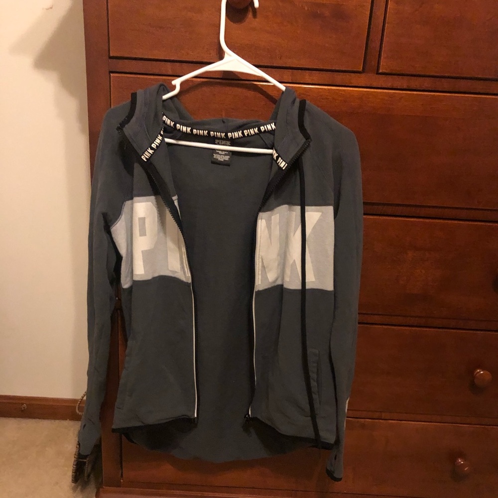 PINK grey zip up